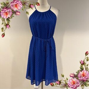 Elle a-line royal color halter mini dress